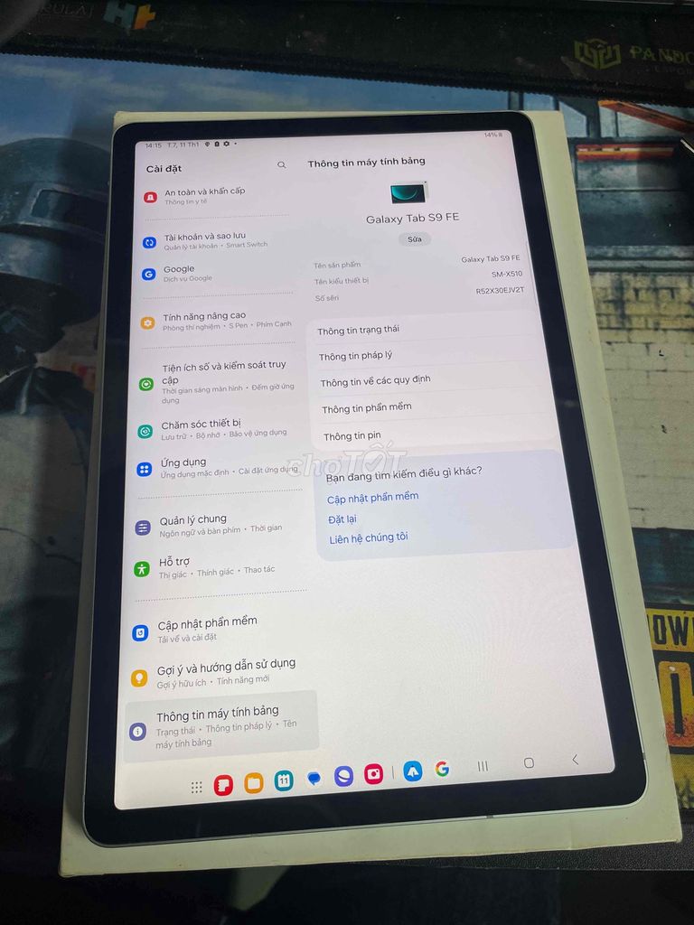 samsung tab s9 fe keng như mới còn bh hãng