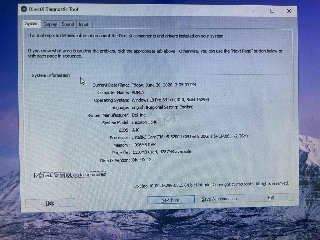 Dell Inspiron 5548 i5-5200U 4GB/1130MB Xanh. Mua bán Laptop tại Huyện Hòa Vang Đà Nẵng được đăng bởi tuan hình 1