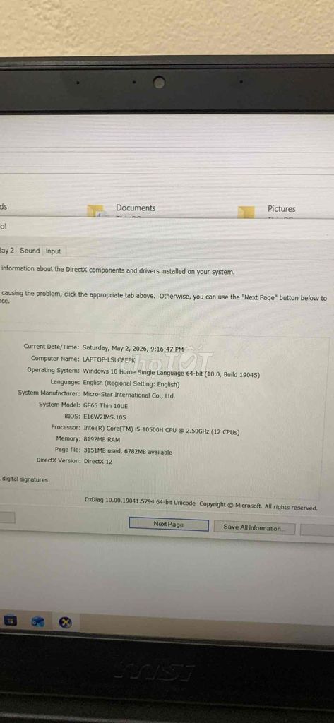 MSI GF65 Thin i5-10500H 8GB/256GB. Mua bán Laptop tại Huyện Thanh Oai Hà Nội được đăng bởi Nguyen Loc hình 1
