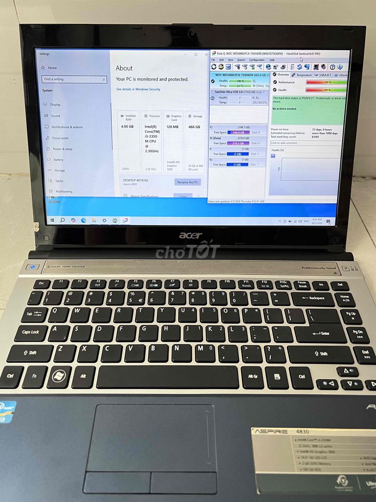 Laptop Acer Aspire 4830 i3-2350M 14 inch 4GB/500GB. Mua bán Laptop tại Quận Ninh Kiều Cần Thơ được đăng bởi Buôn bán hình 1