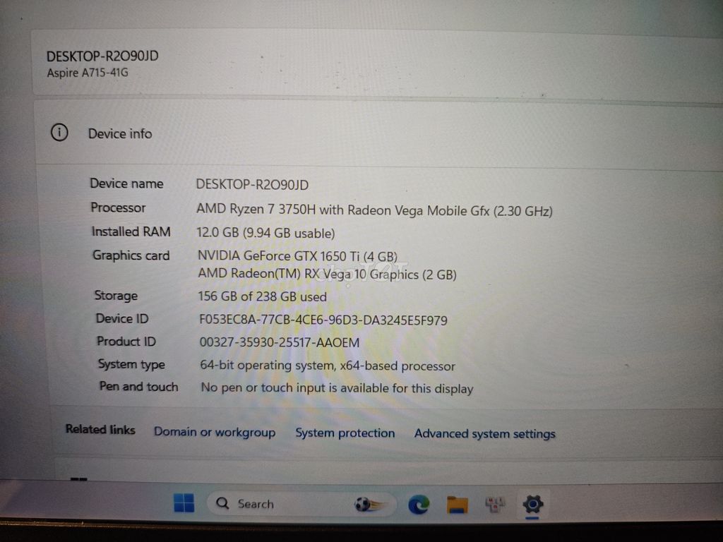 Acer Aspire 7 Ryzen 7 GTX 1650TI 12GB/256GB SSD. Mua bán Laptop tại Quận Hai Bà Trưng Hà Nội được đăng bởi Xuân Hoàng Khúc hình 1