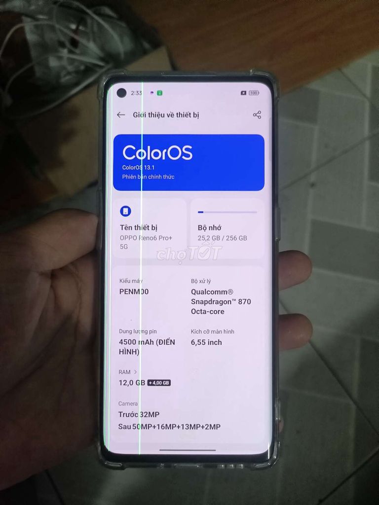 Oppo reno6 pro plus 12-256 chíp 870 sọc nhẹ