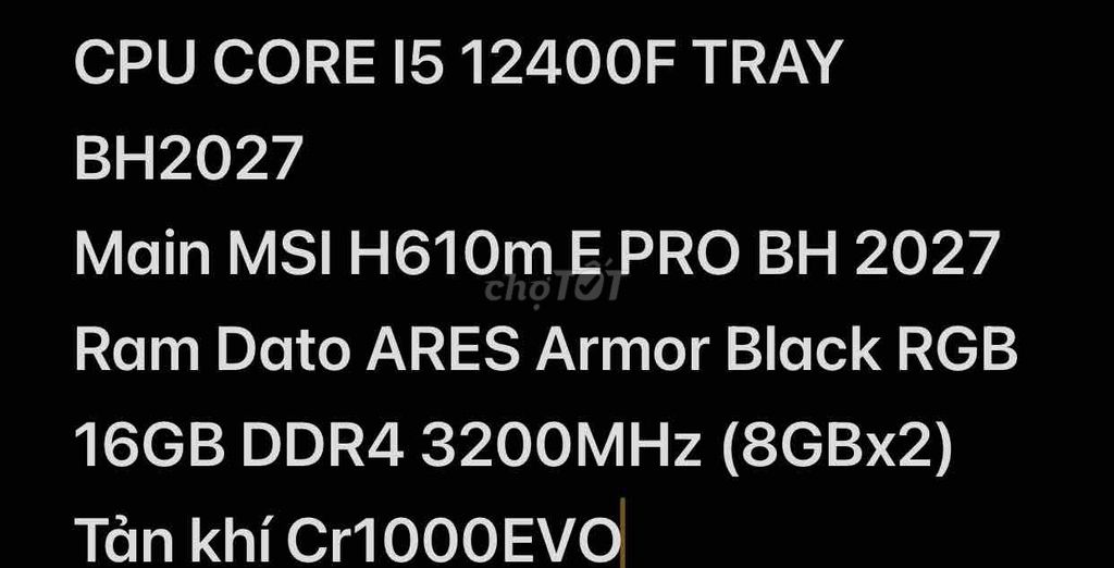 Linh kiện Intel Core i5 12400F. Mua bán Linh kiện (RAM, Card...) tại Huyện Long Thành Đồng Nai được đăng bởi Mẫn Trần Minh hình 1