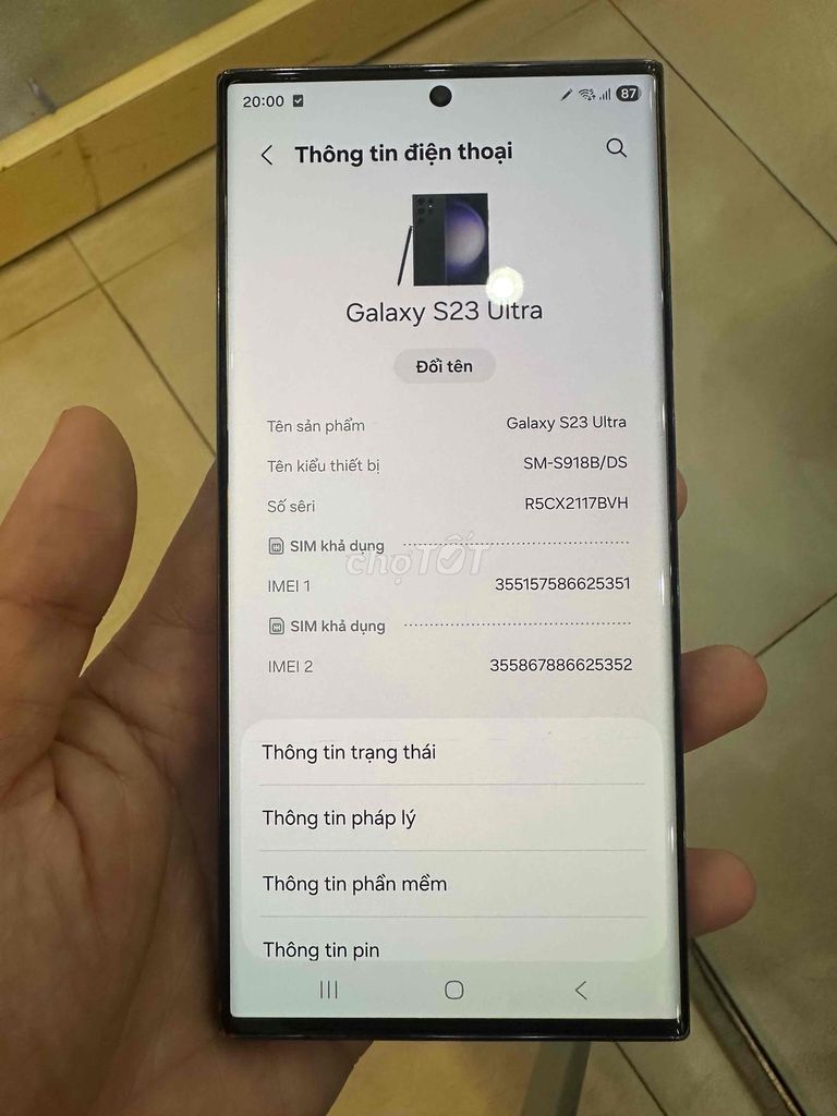 Samsung Galaxy S23 Ultra Đen Đã sử dụng. Mua bán Điện thoại tại Quận Gò Vấp Tp Hồ Chí Minh được đăng bởi Trương Nhật hình 1