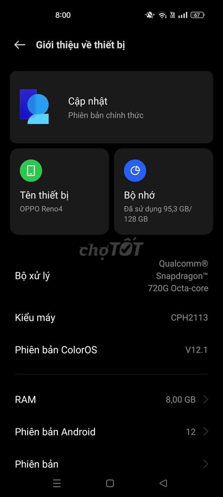 Oppo Reno4 128GB Snapdragon 720G. Mua bán Điện thoại tại Huyện Trảng Bom Đồng Nai được đăng bởi Trần Vinh hình 1