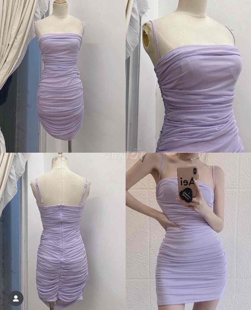Đầm body Nữ Thun lưới Tím pastel S-M. Mua bán Quần áo tại Quận Tân Bình Tp Hồ Chí Minh được đăng bởi Thao Libra hình 1