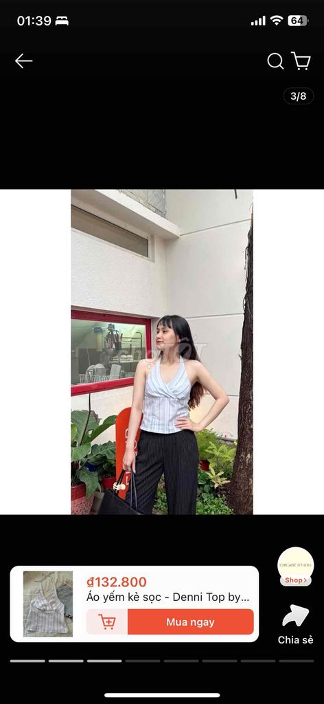 áo yếm sọc trắng xanh