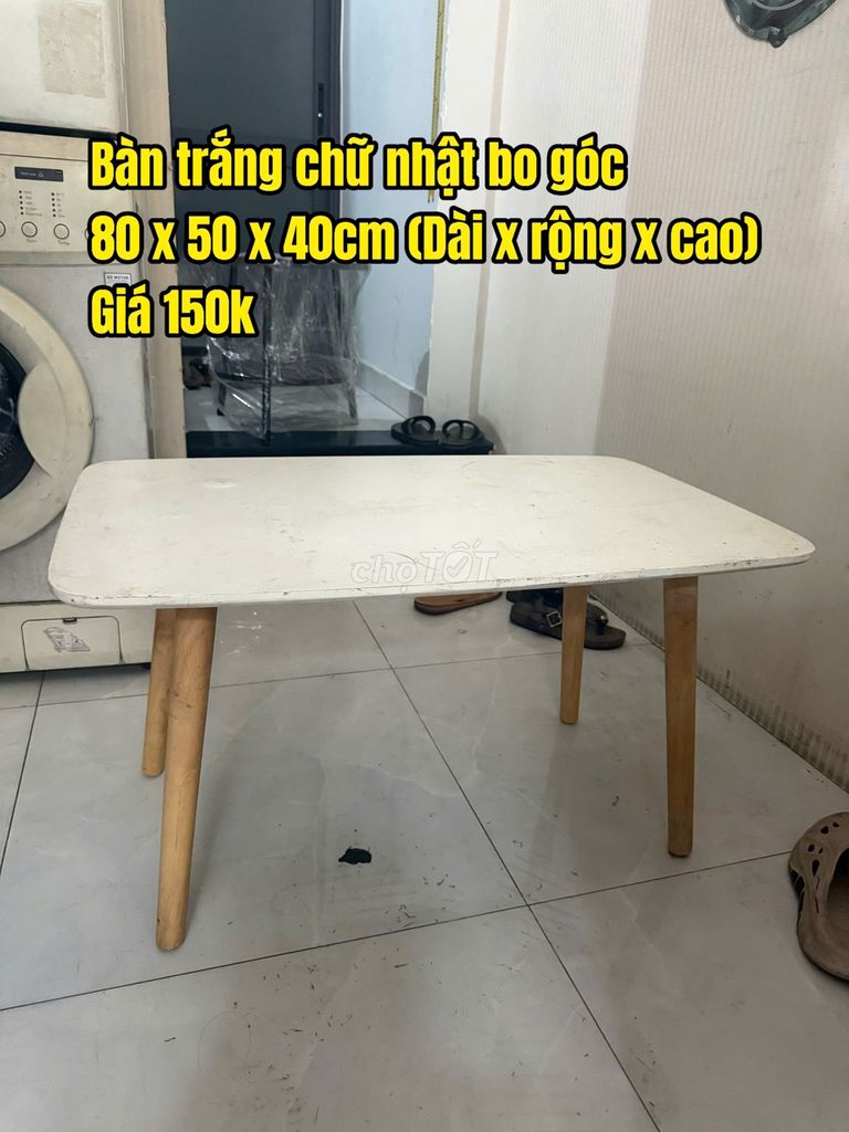 Bàn sofa-cafe Gỗ Trắng Chữ Nhật 80x50x40cm. Mua bán Bàn ghế tại Quận 10 Tp Hồ Chí Minh được đăng bởi Chị Châu hình 1