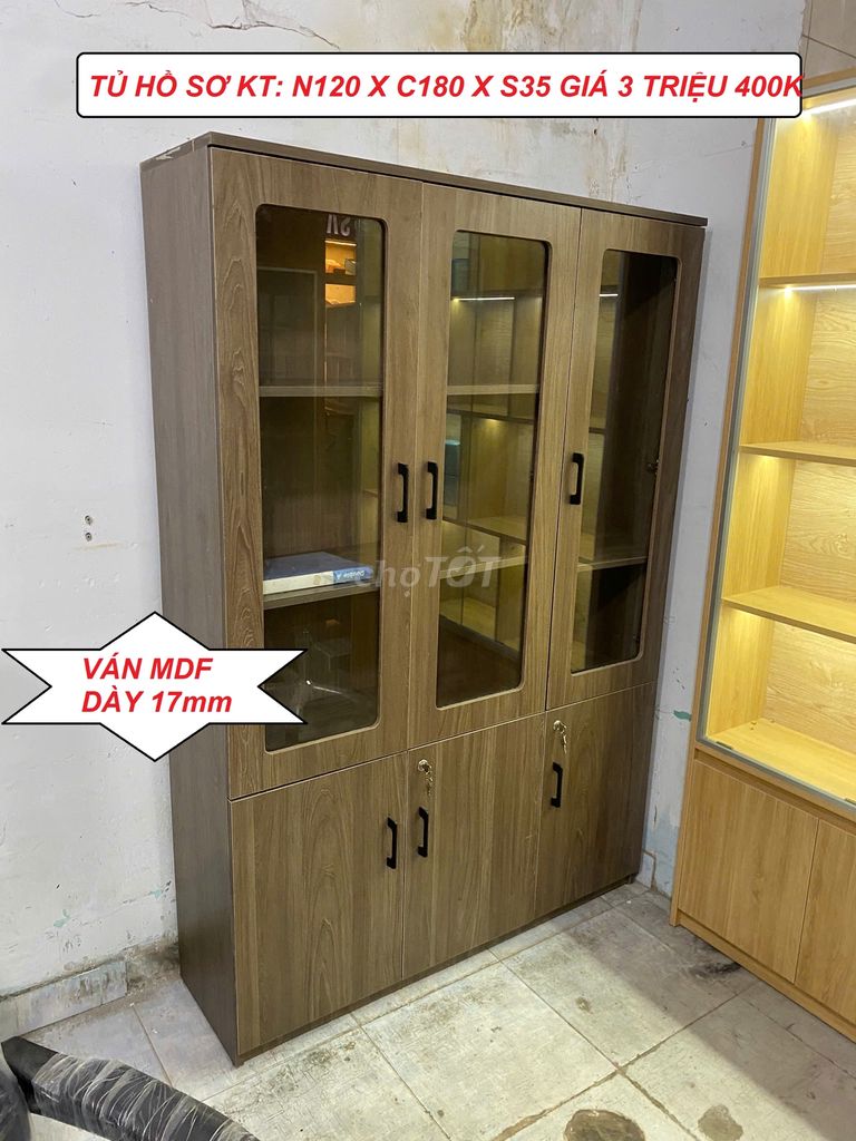 SALE MẪU: TỦ HỒ SƠ VĂN PHÒNG NÂU GỖ