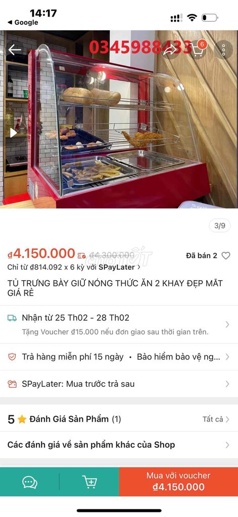 TỦ TRƯNG BÀY GIỮ NÓNG THỨC ĂN 2 KHAY ĐẸP MẮT GIÁ R