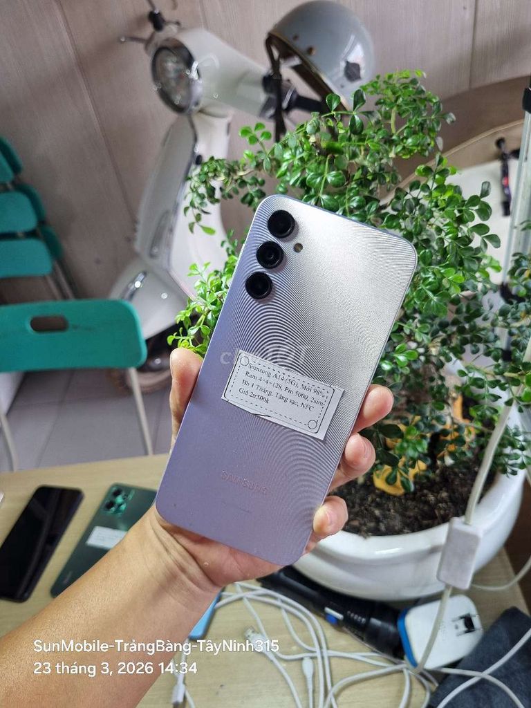 Samsung A14 (5G) R4+4+128GB Tím 98%. Mua bán Điện thoại tại Huyện Trảng Bàng Tây Ninh được đăng bởi Sun Mobile Shop Điện Thoại Trảng Bàng Tây Ninh 01 hình 1