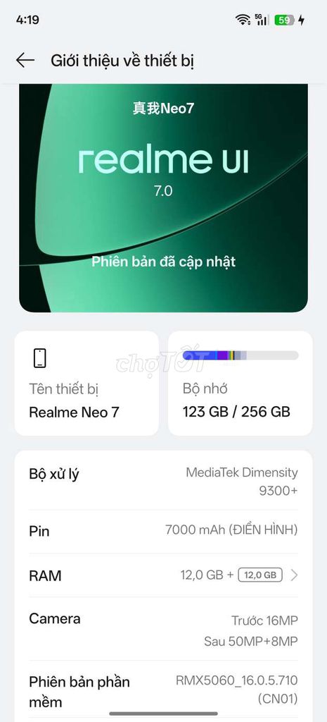 Realme Neo 7 256GB 98% đẹp. Mua bán Điện thoại tại Thành phố Sa Đéc Đồng Tháp được đăng bởi Kim Yến  hình 1