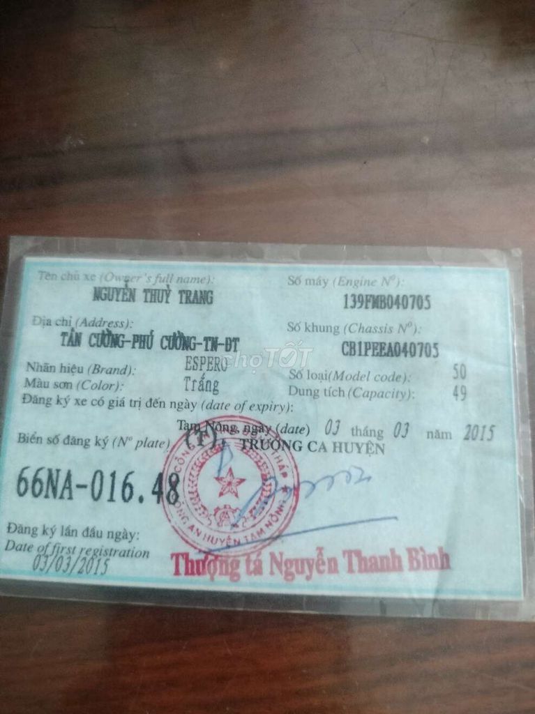 Cần bán chiếc cúp Việt Thái có giấy. Mua bán Xe máy tại Huyện Hóc Môn Tp Hồ Chí Minh được đăng bởi A Tuấn hình 6