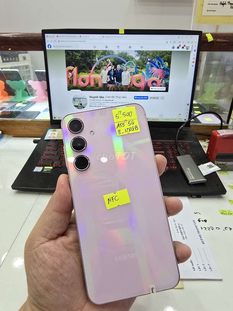 Samsung Galaxy A55 5G Vàng Hồng 128GB. Mua bán Điện thoại tại Thành phố Long Xuyên An Giang được đăng bởi Facebook Cầm Đồ Thúy Vân hình 1