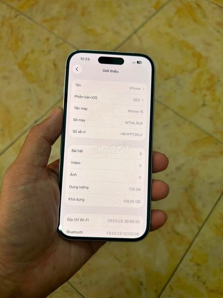 Apple iPhone 15 128GB Trắng Đã sử dụng. Mua bán Điện thoại tại Quận Tân Phú Tp Hồ Chí Minh được đăng bởi Hội Đồ Điện Tử hình 1