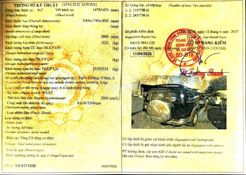 2008 2.5L 4x2 MT - 200000 km. Mua bán Ô tô tại Quận Bình Tân Tp Hồ Chí Minh được đăng bởi Hong Kham hình 2