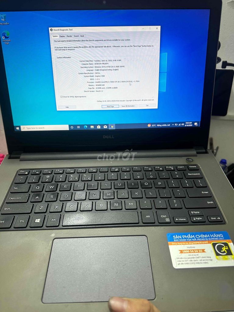 Dell Inspiron 15 5468 i5-7200U 4GB/120GB. Mua bán Laptop tại Quận 12 Tp Hồ Chí Minh được đăng bởi HoàngNhân hình 1