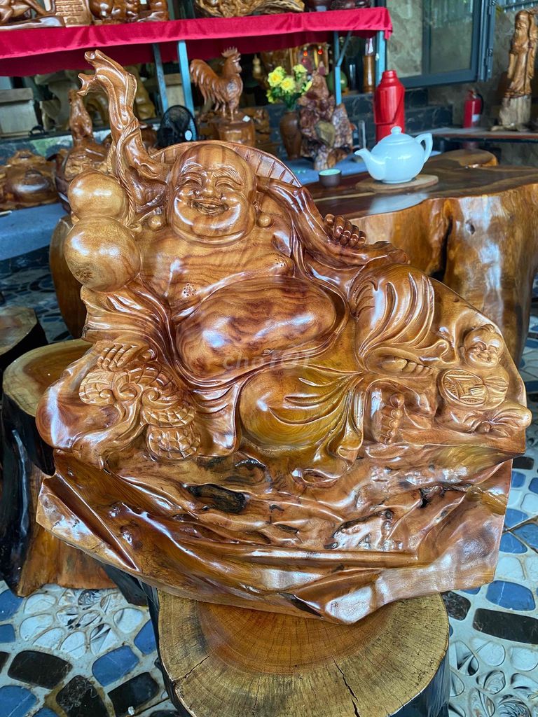 Tượng Phật Di Lặc Gỗ Nâu. Mua bán Đồ sưu tầm, đồ cổ tại Thành phố Buôn Ma Thuột Đắk Lắk được đăng bởi Xuân nghệ hình 1