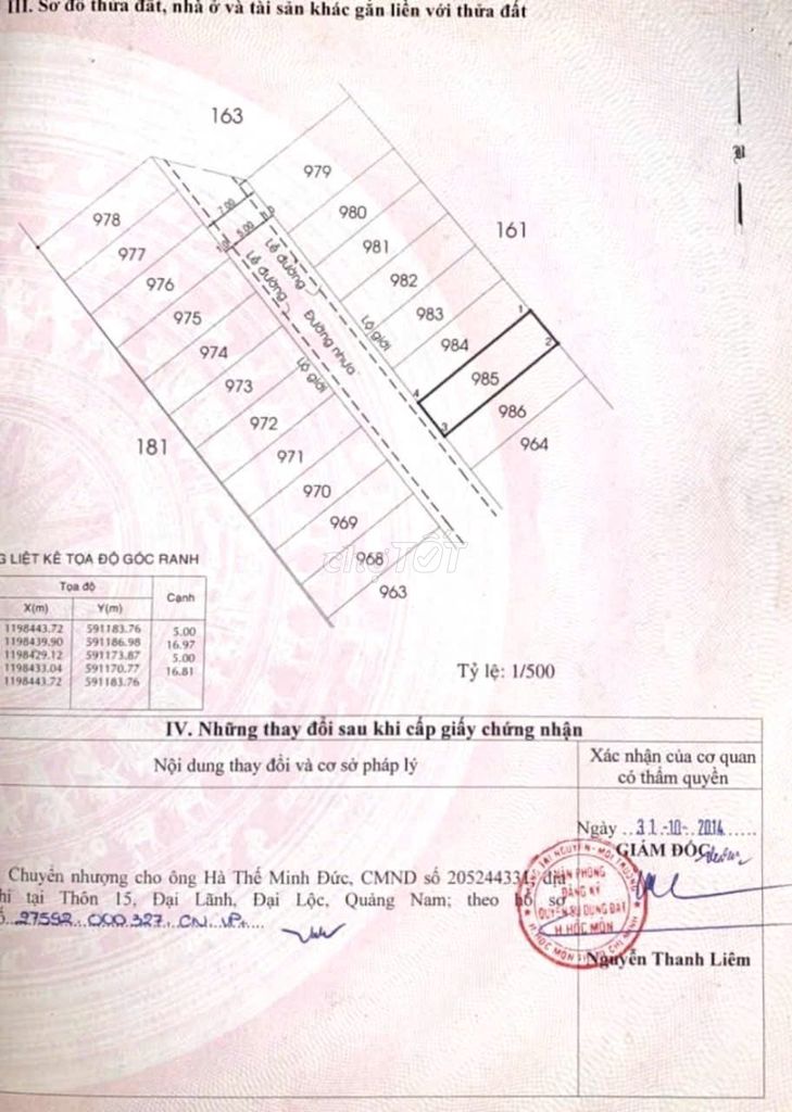 CHỦ NGỢP CẦN BÁN GẤP LÔ ĐẤT  THỔ CƯ:5X17, NGAY PHAN VĂN HỚN- BÀ ĐIỂM