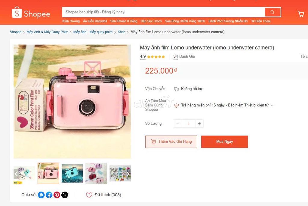 Máy ảnh film Lomo underwater Hồng. Mua bán Máy ảnh, Máy quay tại Quận 8 Tp Hồ Chí Minh được đăng bởi NGUYEN MR hình 1