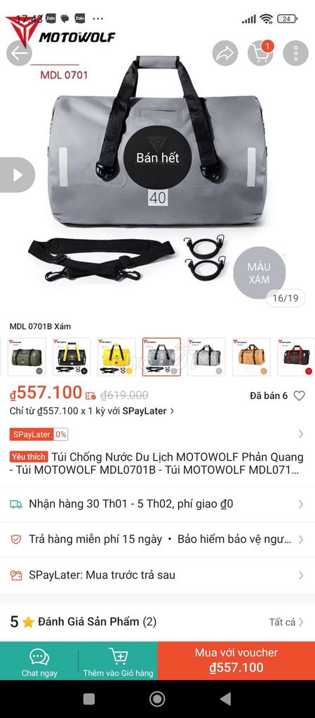 Túi du lịch Motor Wolf 66L