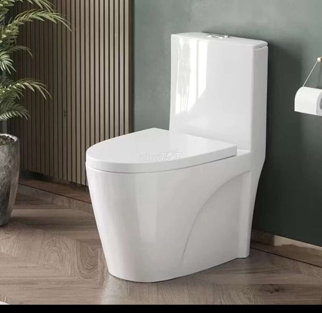 Bồn cầu 1 khối men sứ nano trắng xả xoáy. Mua bán Thiết bị vệ sinh, nhà tắm tại Quận Bình Tân Tp Hồ Chí Minh được đăng bởi NiNa SHOP hình 1