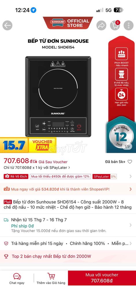 Bếp từ đơn Sunhouse SHD6149 Kính Ceramic Đen. Mua bán Bếp, lò, đồ điện nhà bếp tại Quận Phú Nhuận Tp Hồ Chí Minh được đăng bởi Justin Nguyen hình 1