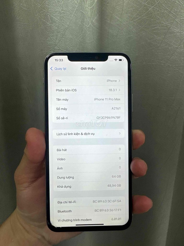 Apple iPhone 11 Pro Max 64GB Bạc. Mua bán Điện thoại tại Thành phố Đà Lạt Lâm Đồng được đăng bởi Quang Vinh hình 1