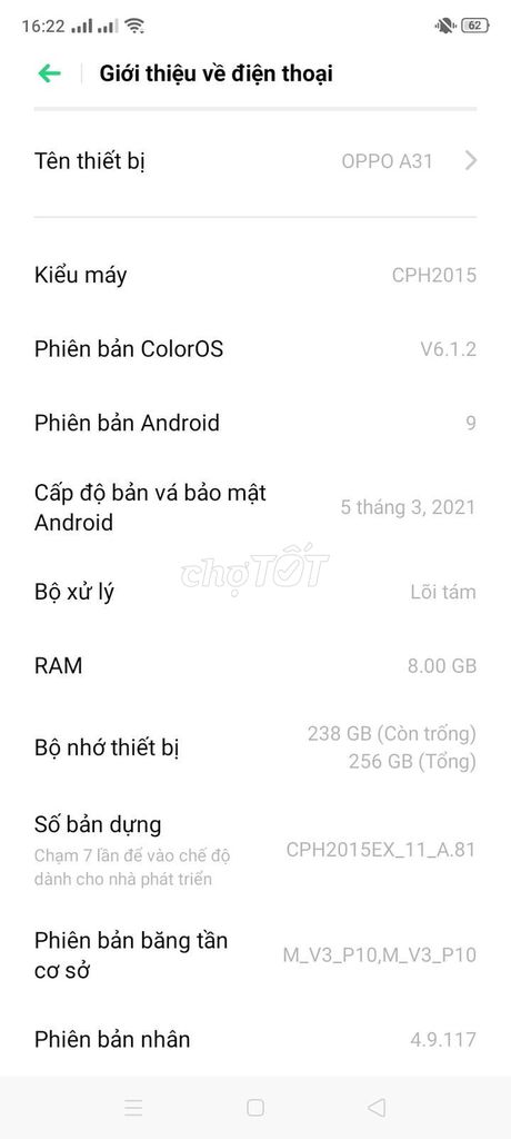 Oppo A31 8gb/256gb