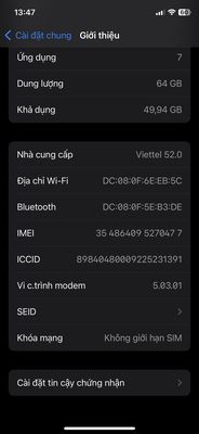 Iphone X 64GB mới 99%