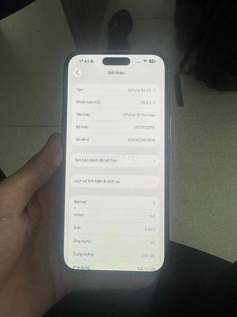 iPhone 15 Pro Max 256GB đã thay màn hình. Mua bán Điện thoại tại Huyện Nhơn Trạch Đồng Nai được đăng bởi Mạnh Hoàng hình 1