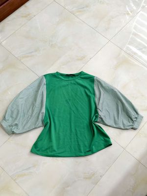 Áo tay bồng phối caro – Xanh tươi như lá. Mua bán Quần áo tại Thành phố Nha Trang Khánh Hòa được đăng bởi Anh Black