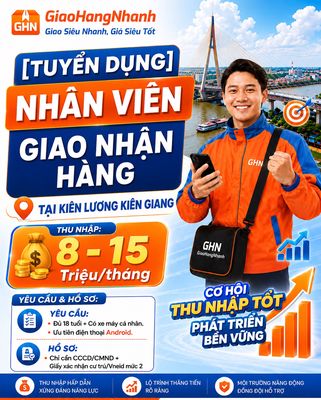 [KIÊN LƯƠNG] TUYỂN DỤNG SHIPPER GIAO HÀNG XE MÁY