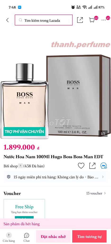 Nước hoa Hugo Boss Man EDT Nam 100ml. Mua bán Nước hoa tại Quận Lê Chân Hải Phòng được đăng bởi Thắng hình 1