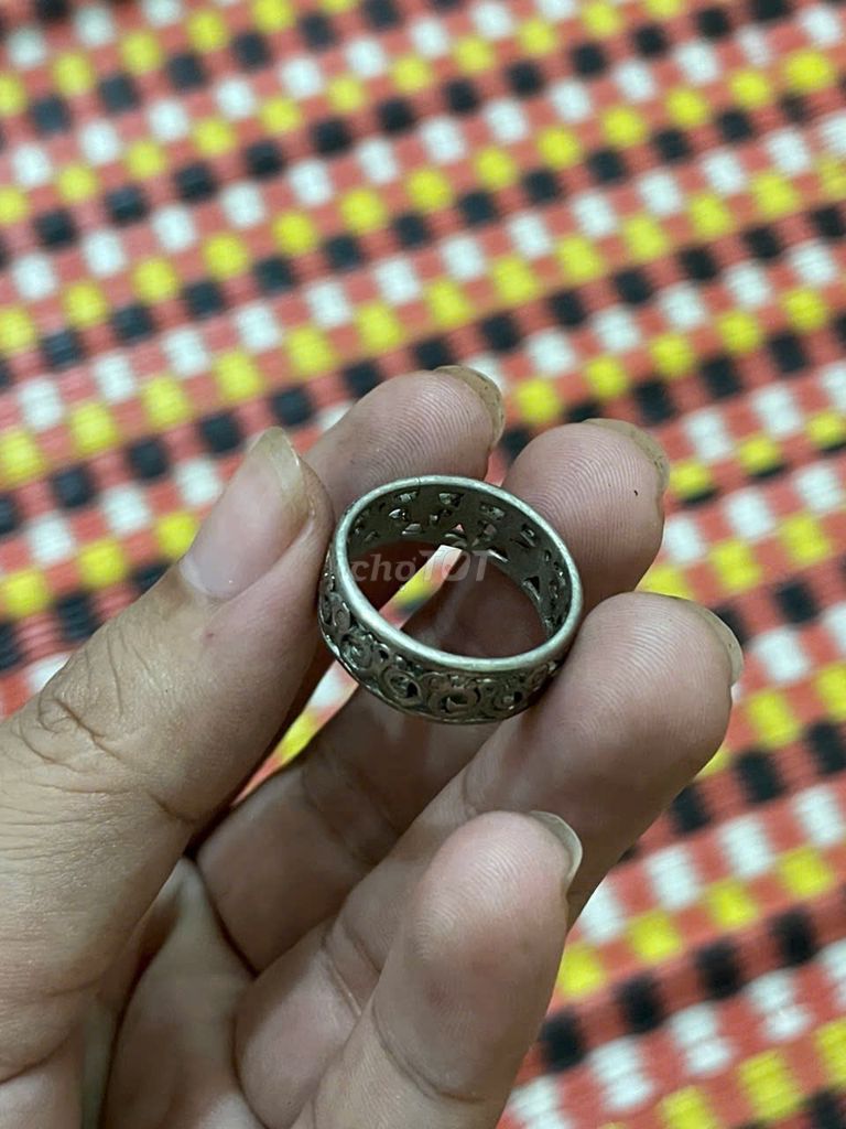 Nhẫn bạc 925, hình tròn hoa văn, Ny 18,5mm.