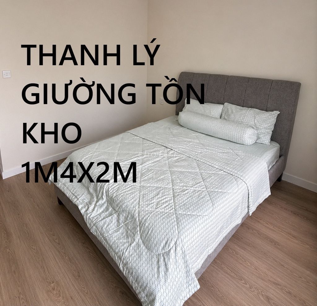 Giường bọc nệm Vải khung gỗ 1m4x2m tồn kho. Mua bán Giường, chăn ga gối nệm tại Quận Bình Thạnh Tp Hồ Chí Minh được đăng bởi PHÚ NHÀN NỘI THẤT THANH LÝ SÀI GÒN hình 1