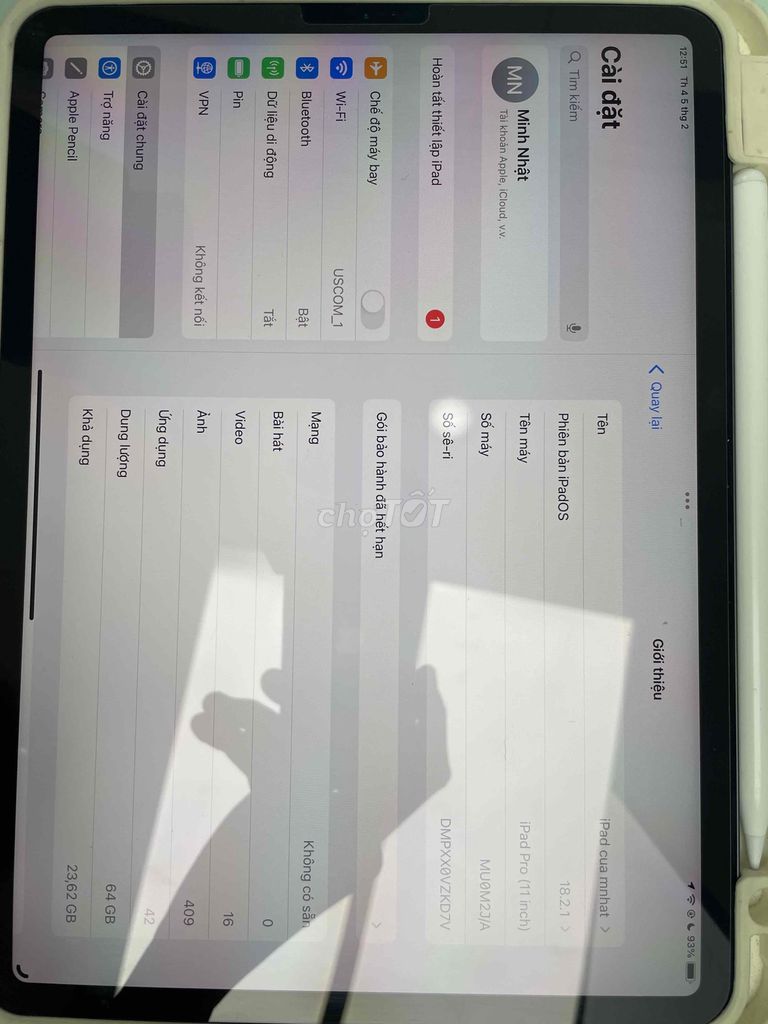 Cần pass nhanh em iPad Pro 2018 64GB 4G Quốc tế