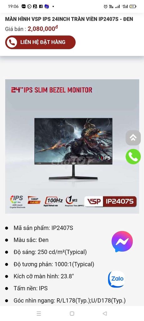 Màn hình VSP 24" còn đẹp y như mới, ko nhược điểm