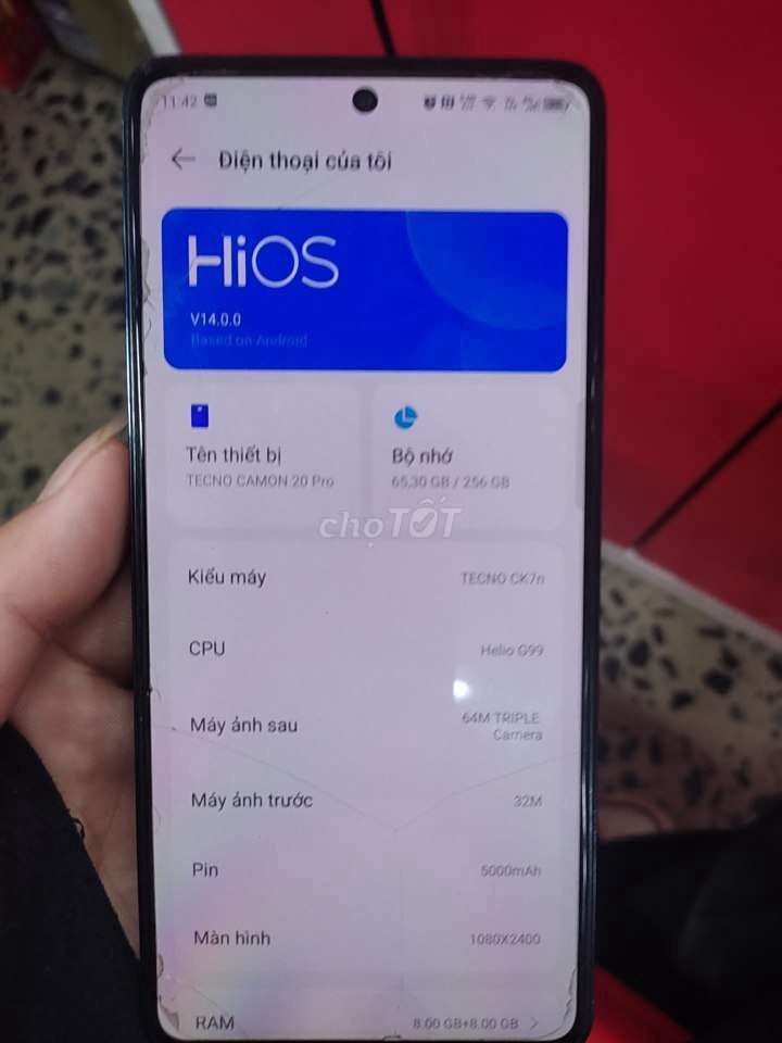 Tecno Camon 20 Pro 256GB Đen. Mua bán Điện thoại tại Huyện Thanh Bình Đồng Tháp được đăng bởi phan sang hình 1
