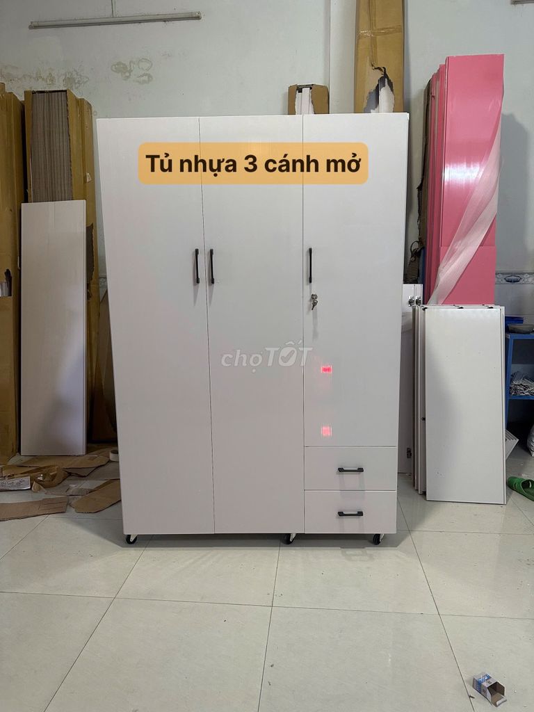 Tủ nhựa đài Loan 3 cánh mở miễn phí giao hàng