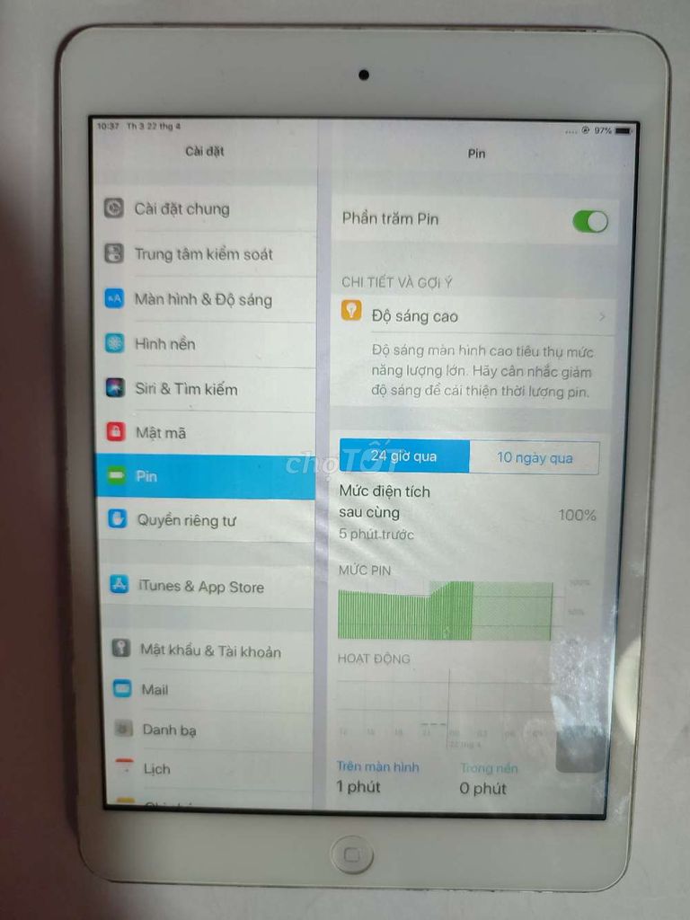 IPAD MINI 2 BẢN 16GB MÀN 7.9 INCH SOC NHẸ ,PIN TỐT. Mua bán Máy tính bảng tại Quận Gò Vấp Tp Hồ Chí Minh được đăng bởi Đồ cũ dư bán rẻ hình 3