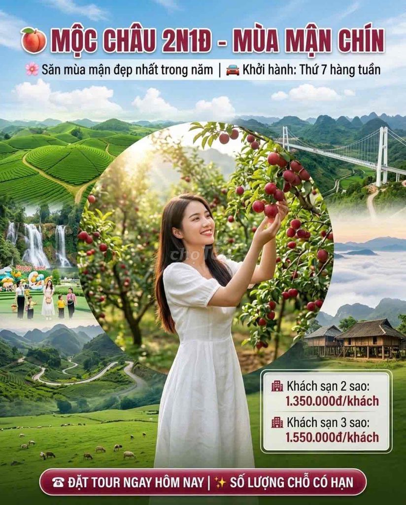 Tour Mộc Châu 2N1Đ Nghỉ dưỡng Thứ 7. Du lịch tại Quận Đống Đa Hà Nội được đăng bởi Nguyễn Anh Thư hình 1
