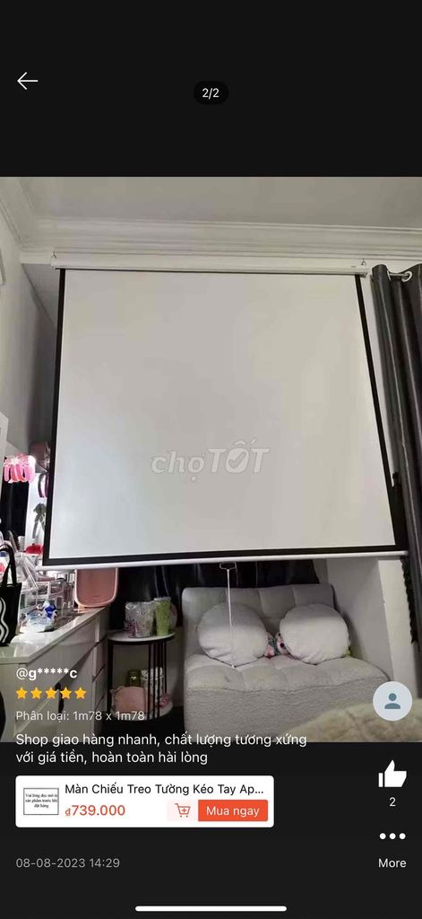 Màn chiếu phim APOLLO CHÍNH HÃNG 1m8x1m8