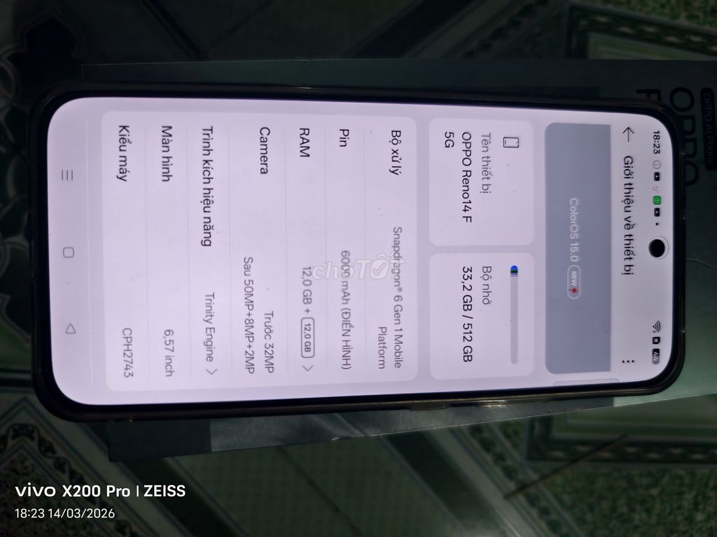 OPPO Reno14 F 5G 512GB Hồng. Mua bán Điện thoại tại Huyện Nhơn Trạch Đồng Nai được đăng bởi ho van quy hình 1