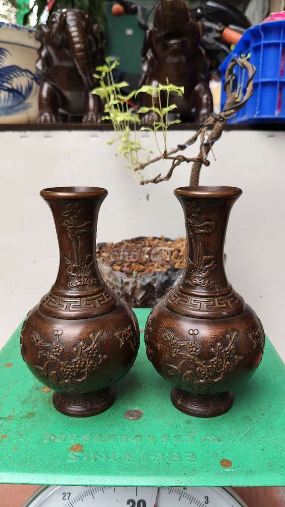 Bình trang trí Đồng đỏ Mai Lan Cúc Trúc. Mua bán Đồ sưu tầm, đồ cổ tại Quận Hà Đông Hà Nội được đăng bởi Nguyễn Hoàng Trung  hình 1
