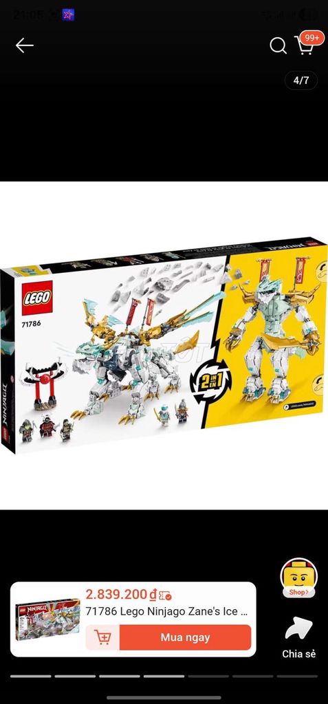 Đồ chơi lắp ráp LEGO Ninjago Zanes Ice Dragon. Mua bán Mẹ và bé tại Quận Hà Đông Hà Nội được đăng bởi Tran Linh hình 1