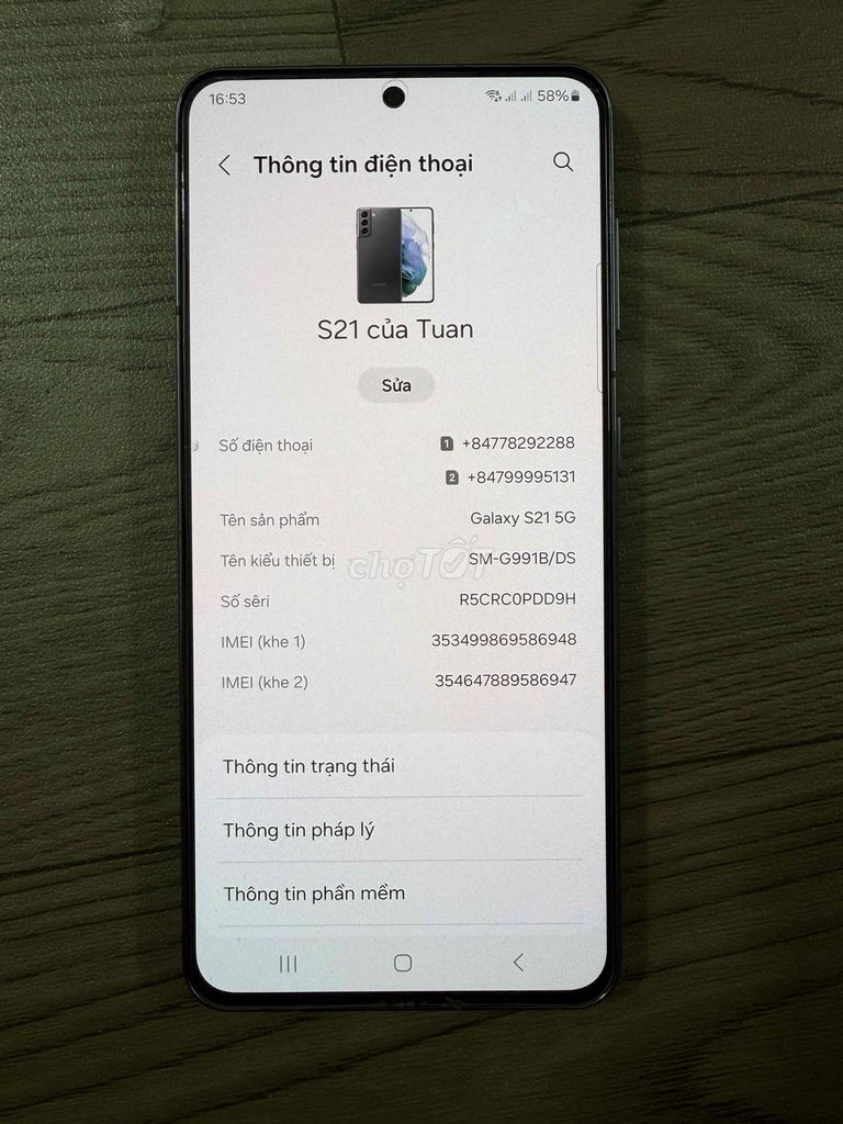 Samsung Galaxy S21 5G Đen 256GB. Mua bán Điện thoại tại Quận Bình Tân Tp Hồ Chí Minh được đăng bởi DOAN NHAT TUAN hình 1
