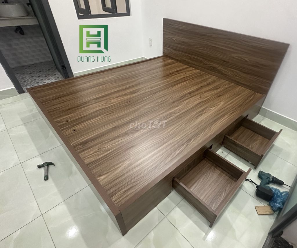 Giường ngủ Gỗ MDF Vàng Nâu=GIƯỜNG MDF=GIƯỜNG GỖ===. Mua bán Giường, chăn ga gối nệm tại Thành phố Thủ Đức Tp Hồ Chí Minh được đăng bởi NỘI THẤT NHÀ XINH hình 1