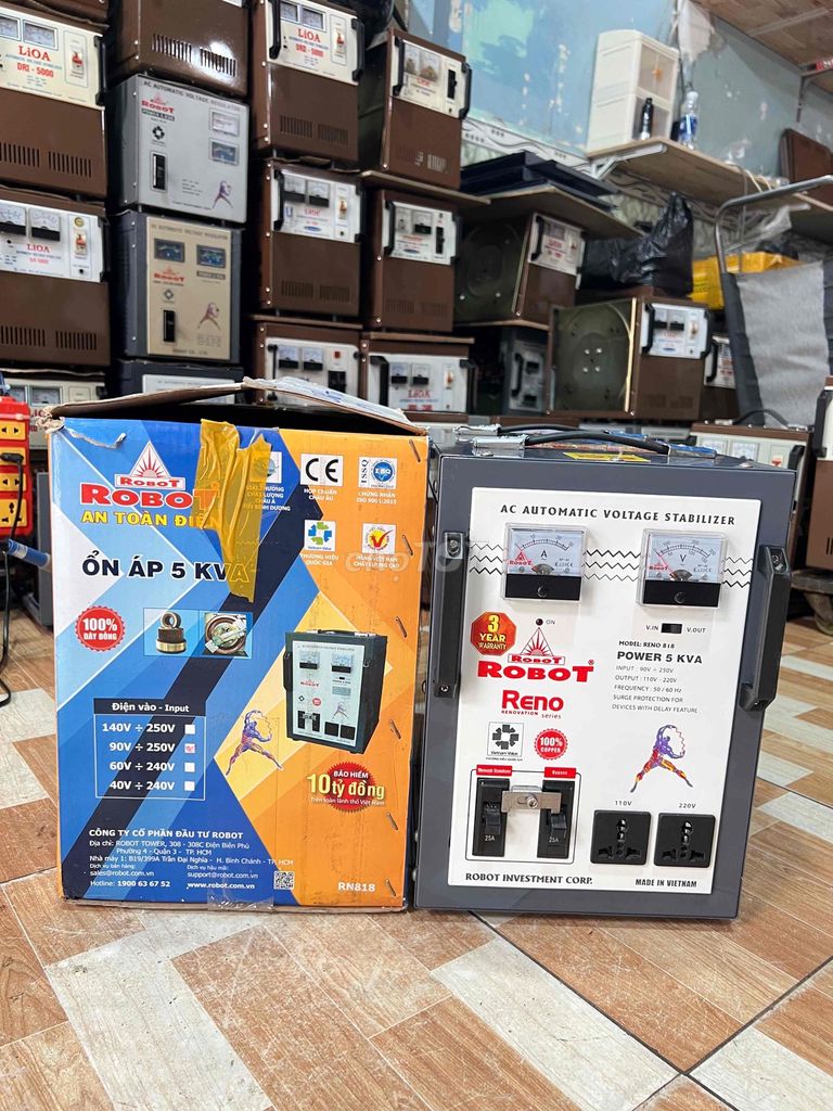 Ổn áp Robot Reno 5kva dãi 90v-250v còn tem thùng. Mua bán Đồ chuyên dụng, Giống nuôi trồng tại Quận Bình Tân Tp Hồ Chí Minh được đăng bởi  ổn áp cũ bình tân  hình 1
