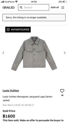 Jacket Denim Louis Vuitton độ mới cao